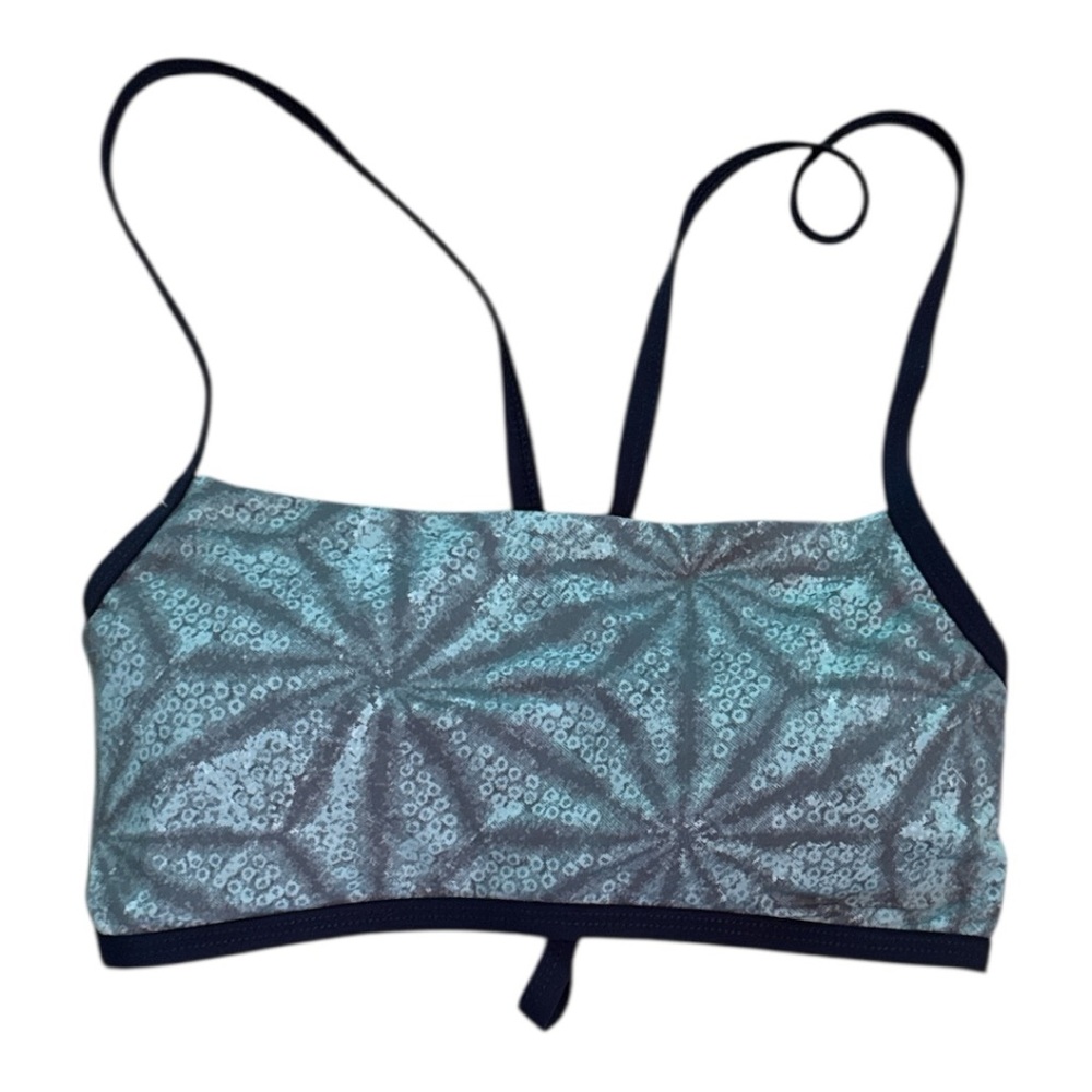 Carve Designs Green and Navy Blue Bikini Top Size Small NWT